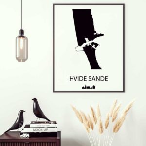 Hvide Sande Byport/kort - plakat - hvid
